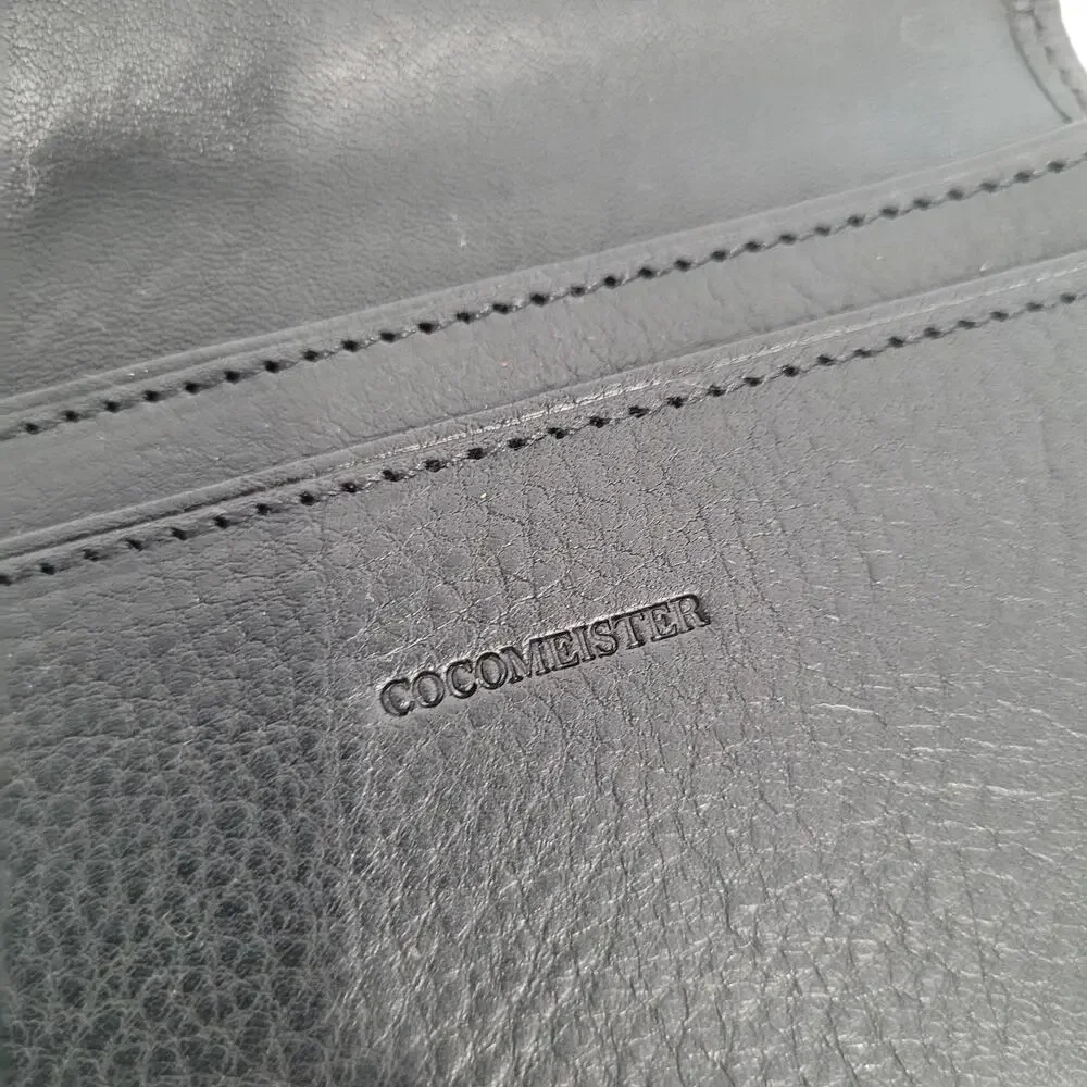 Cocomeister Designer Card Wallet Black Bifold Leather Folding Small Mini Quality